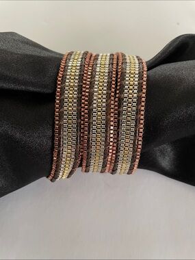 TRADES OF HOPE Thailand Handmade Beaded Wrap Bracelet NWT Silver/Copper